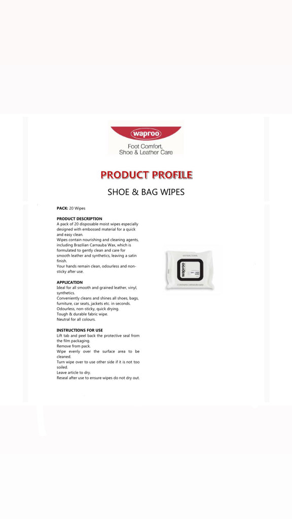 Waproo Antibacterial Bag and Shoe Wipes (on hand)