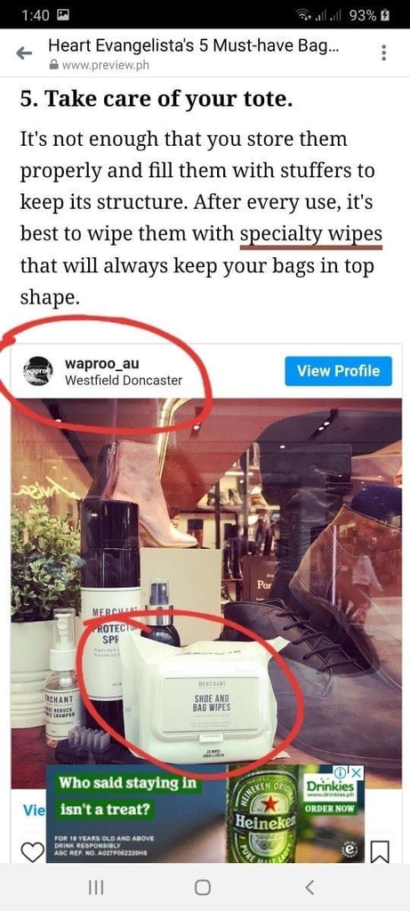 Waproo Antibacterial Bag and Shoe Wipes (on hand)