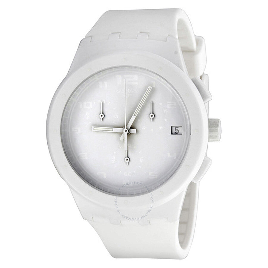 SWATCH White Chronograph Silicone Unisex Watch SUSW400 (Outlet)