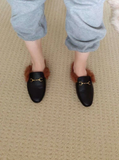 Black Fur Loafer Mules (Gucci Inspired-No Brand) Pre order Shoes